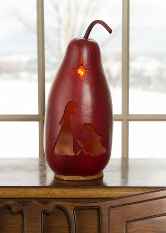 Tall Red Nativity Scene Gourd