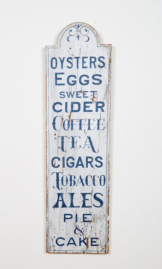 Oysters, Eggs, Sweet Cider, Vertical Americana Art