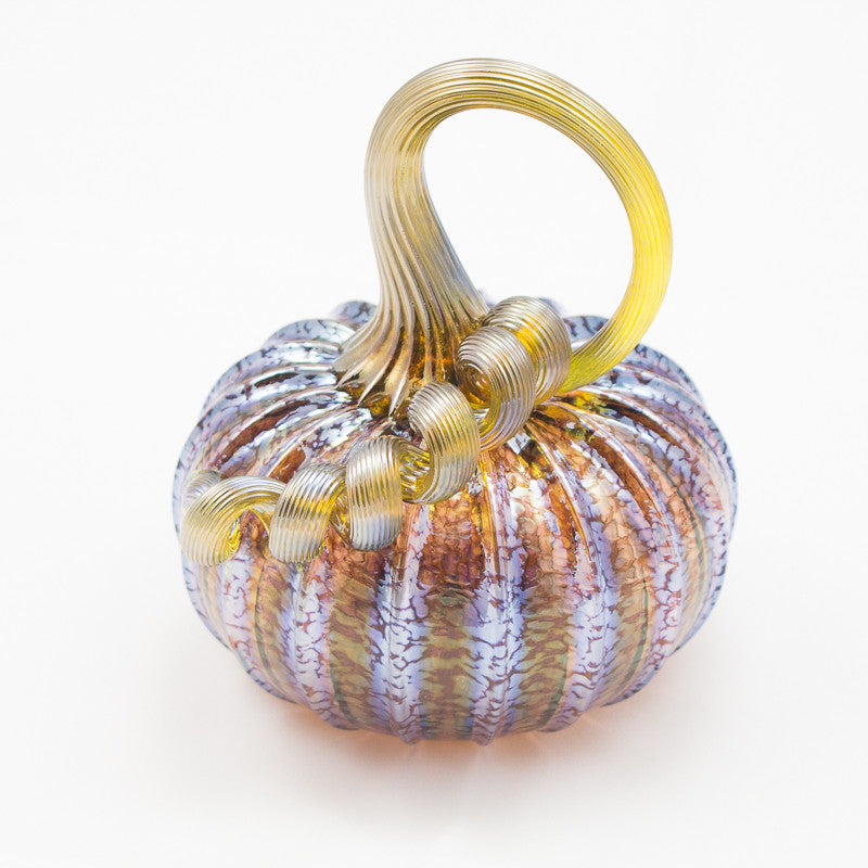 Handblown Glass Pumpkin in Iridescent Eggplant