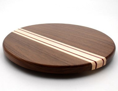 Lazy Susan with Stripes in Walnut - Size 14"
