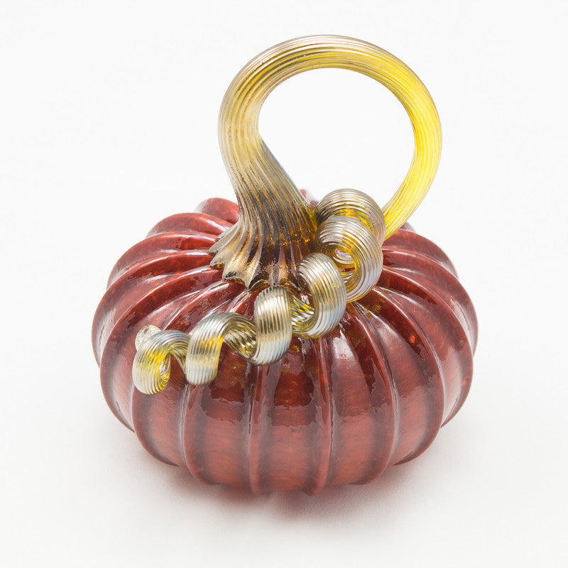 Handblown Glass Pumpkin in Burnt Red