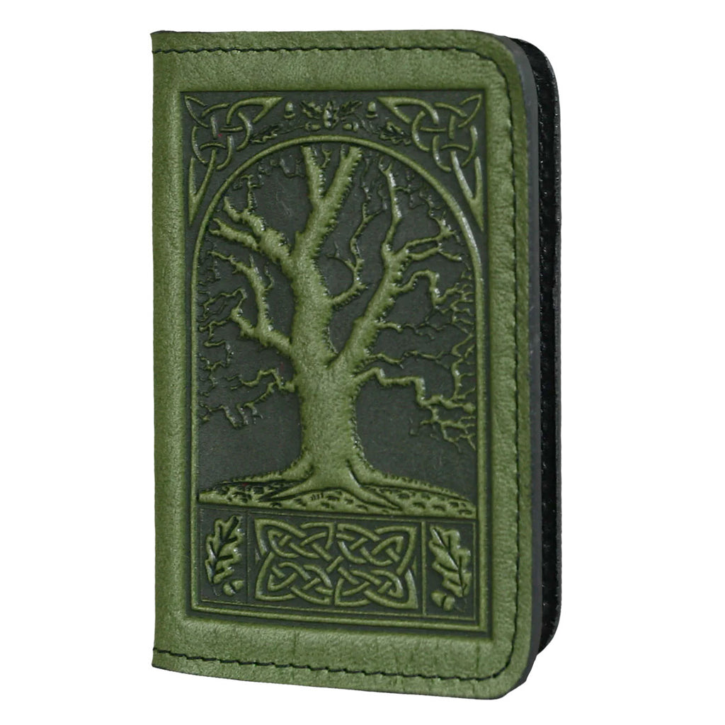 Leather Card Holder - Celtic Oak in Fern