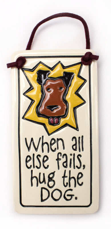 Hug The Dog Charmer Ceramic Tile