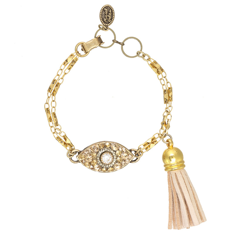 Eye Gold Beige Tassle Bracelet