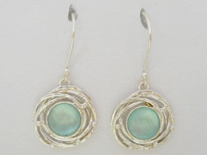 Wide Orbit Framed Round Washed Roman Glass Earrings