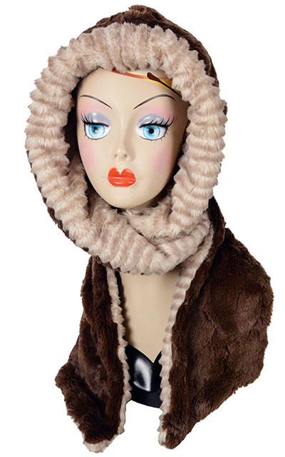 Cornish Rex with Cuddly Chocolate Luxury Faux Fur Hoody Scarf