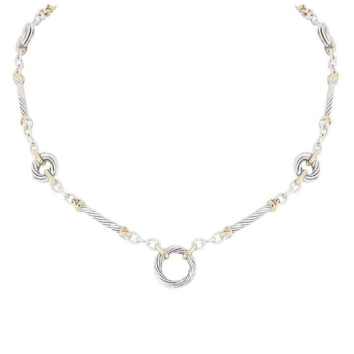 Cordão Circle Seven Station Necklace Two Tone 18-20" by John Medeiros