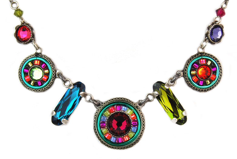 Multi Color La Dolce Vita Circles Necklace by Firefly Jewelry