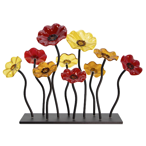 Chicago Black Base 10 Flower Handblown Glass Small Garden