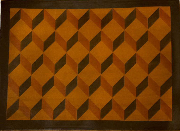 Tumbling Block Floorcloth in Antique