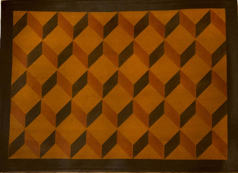 Tumbling Block Floorcloth in Antique