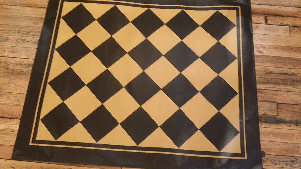 Diamond Floorcloth with Border in Mustard - Size 4 feet x 5 feet