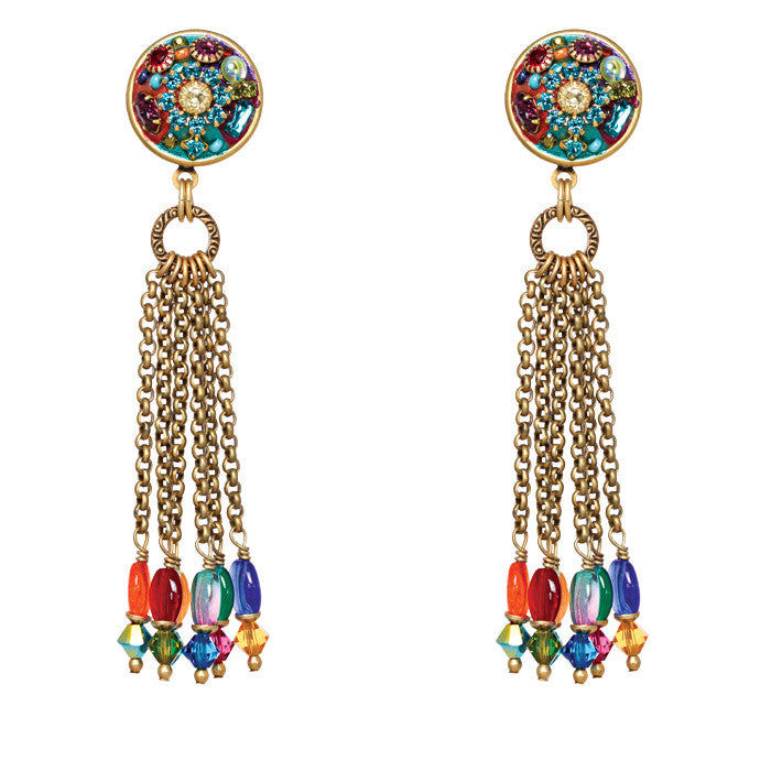 Multi Round Chain Dangle Earrings by Michal Golan