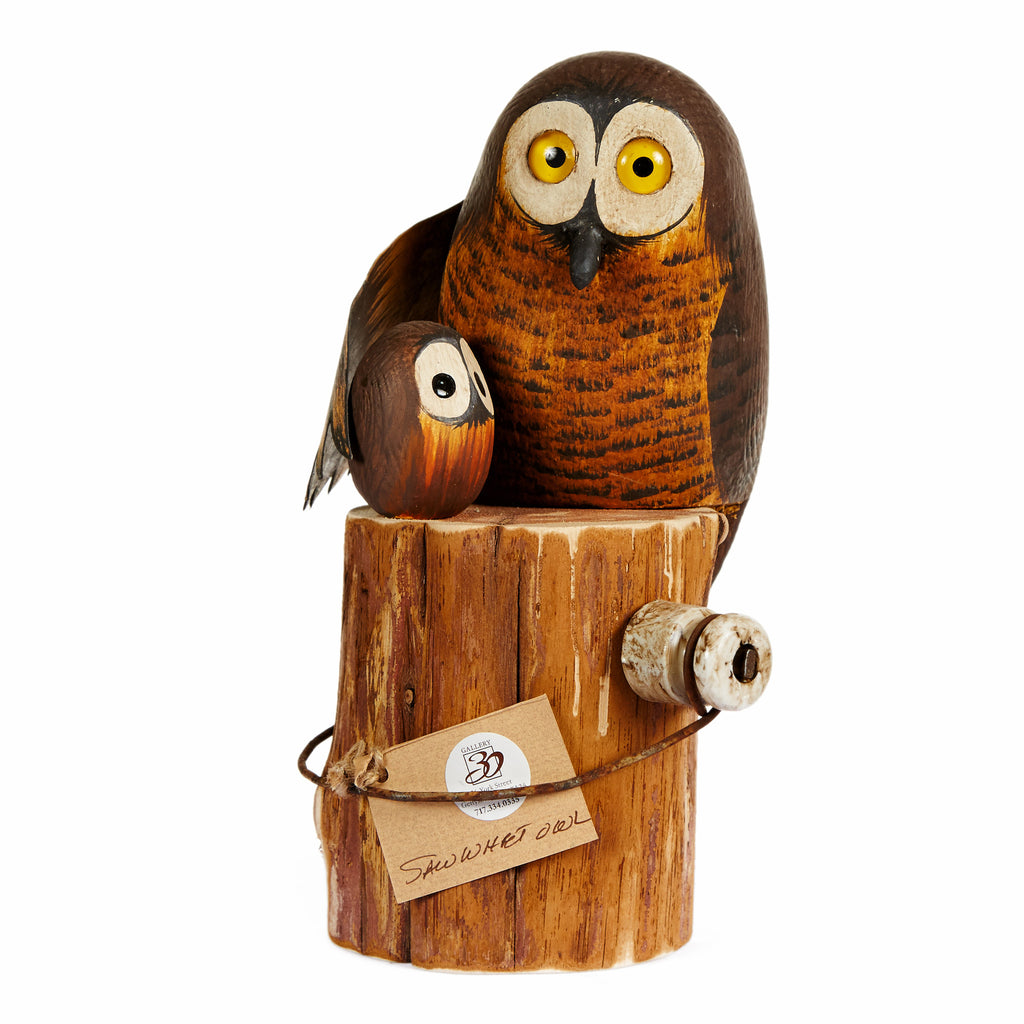 Hand Carved Mother and Owlet