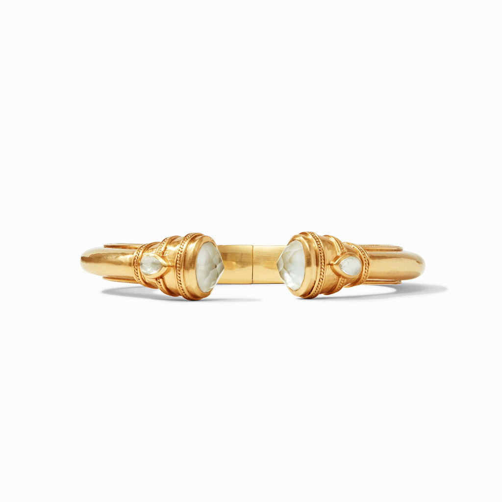 Cassis Demi Hinge Cuff Gold Iridescent Clear Crystal by Julie Vos