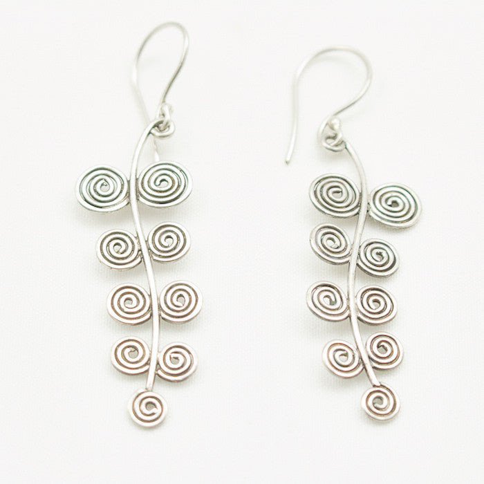 Sterling Silver Branching Curlicue Dangle Earrings