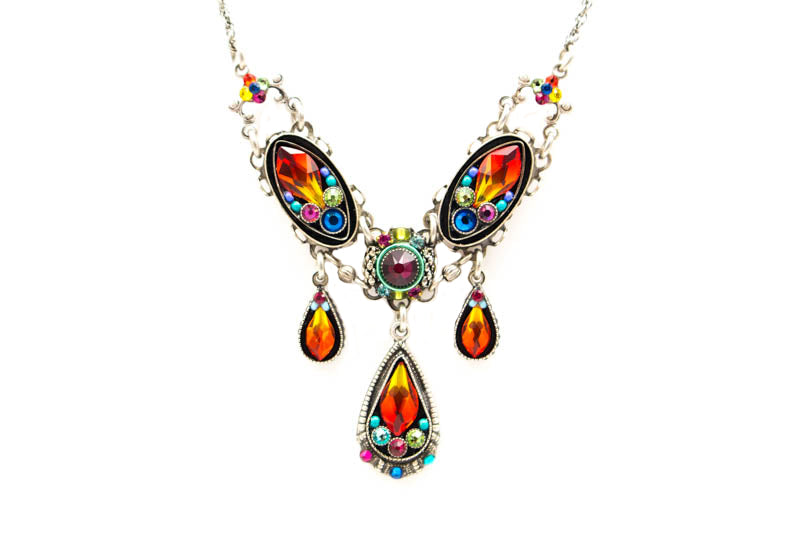 Multi Color Emma Elaborate Flame Necklace by Firefly Jewelry