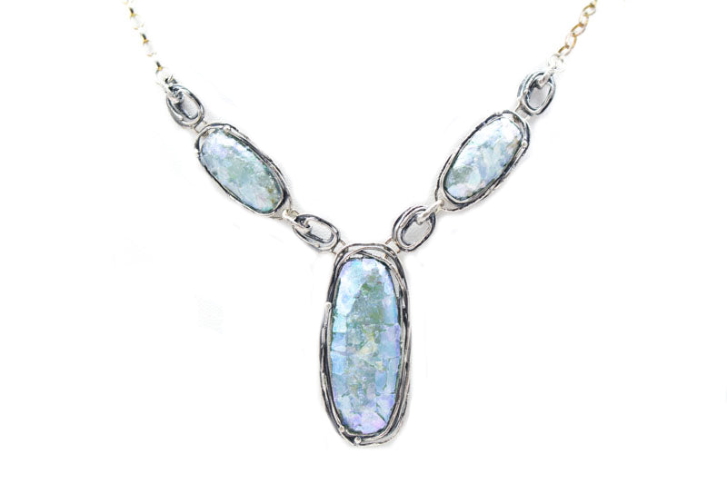 Triple Drop Roman Glass Necklace