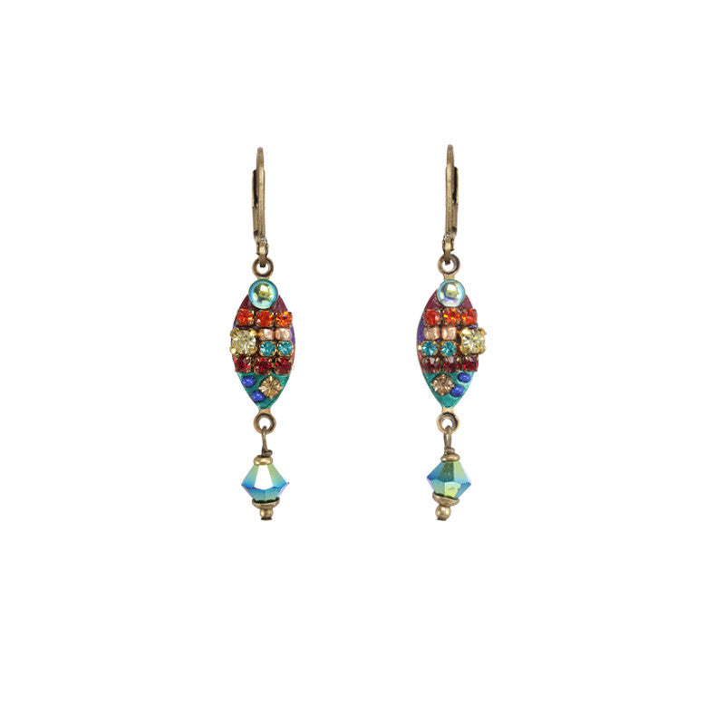 Multi Bright Skinny Oval Dangle Earrings by Michal Golan