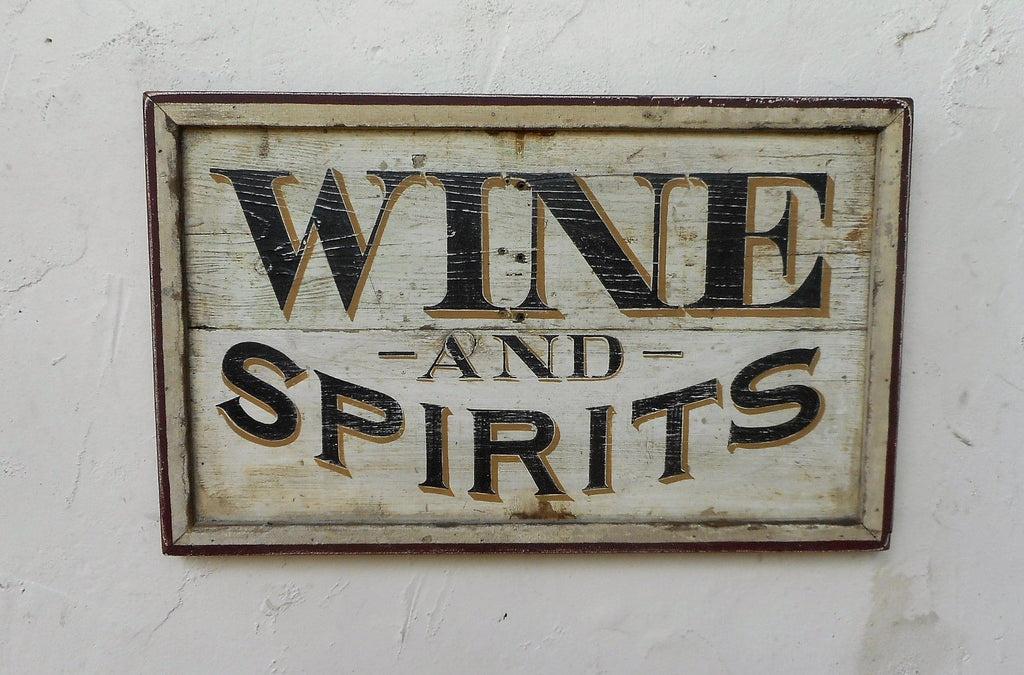 Wine and Spirits White with Thin Black Trim Americana Art