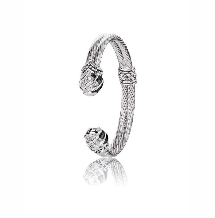 Ocean Images Sparkling Seas Pavé End Double Wire Cuff Bracelet by John Medeiros