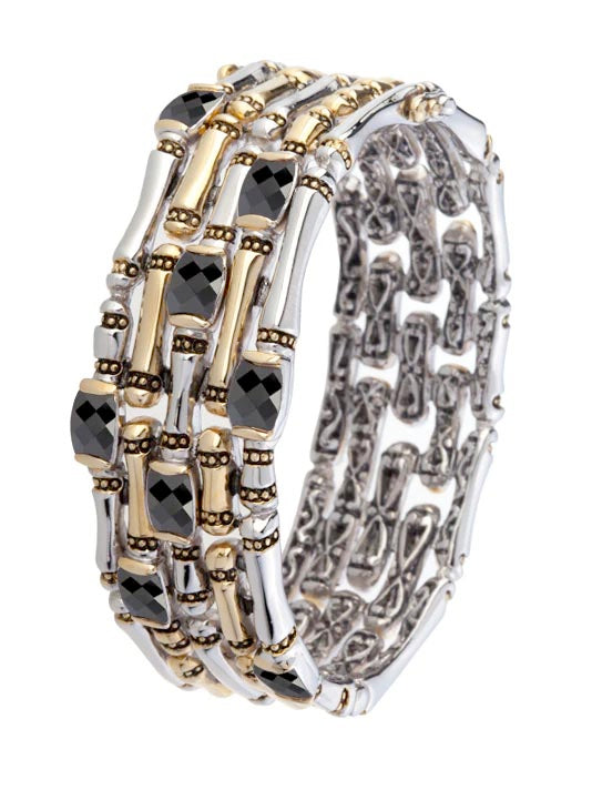Canias Cor Collection Five Row Hinged Bangle Bracelet Black by John Medeiros