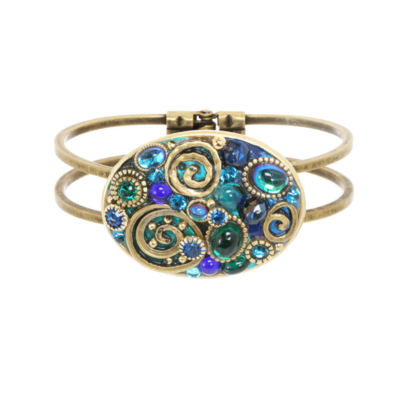 Emerald Large Oval Bangle by Michal Golan