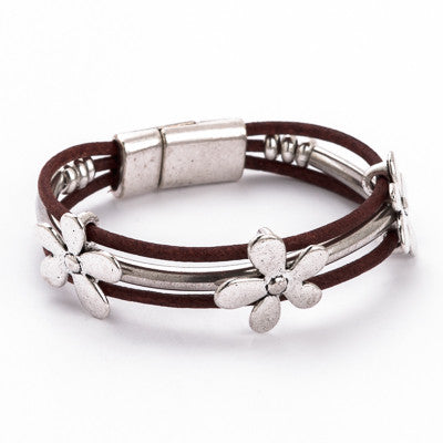 Flower Leather Bracelet