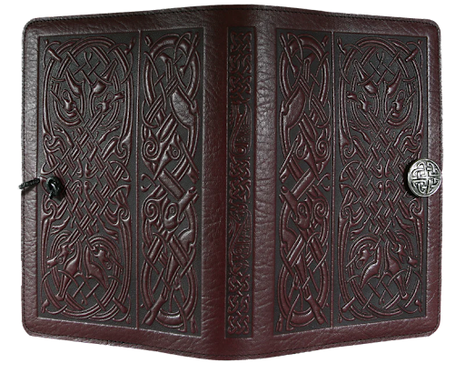 Small Leather Journal - Celtic Hounds in Wine