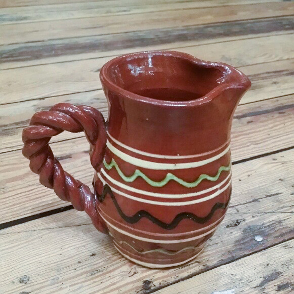 Redware Creamer with Swirl Lines