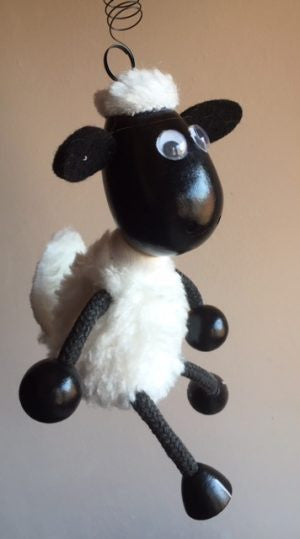 Black Sheep with White Body Handcrafted Wooden Jumpie