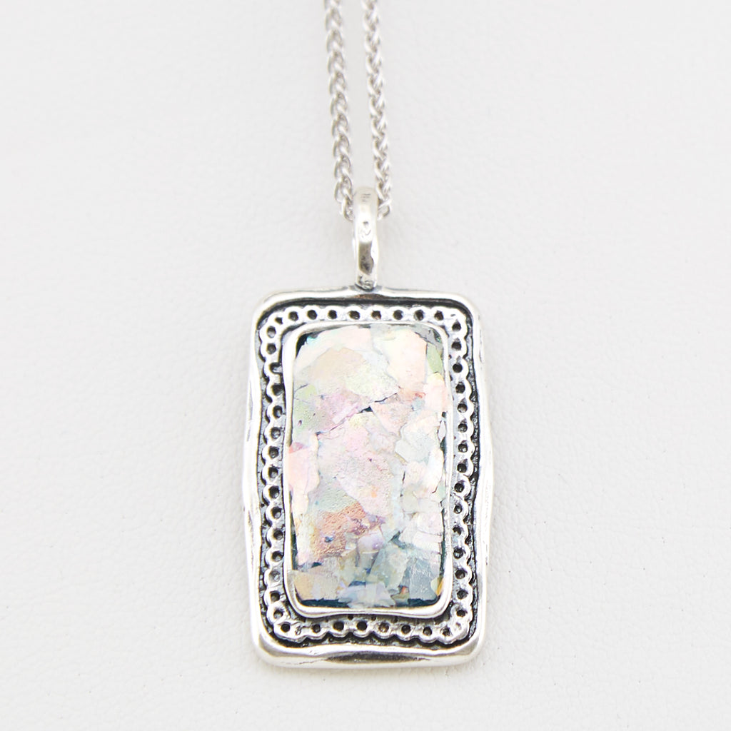 Rectangle Roman Glass Necklace