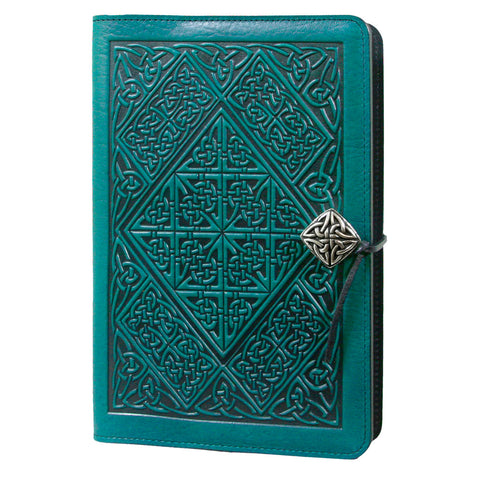 Large Leather Journal - Celtic Diamond in Teal