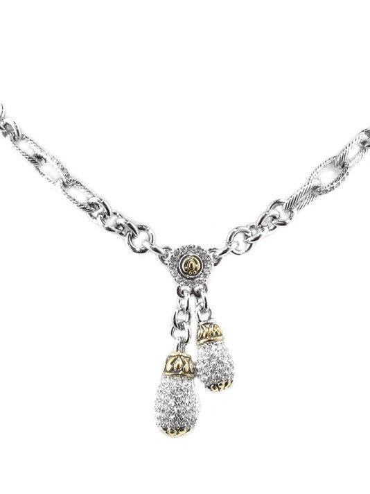 Briolette Pave Double Drop Necklace by John Medeiros