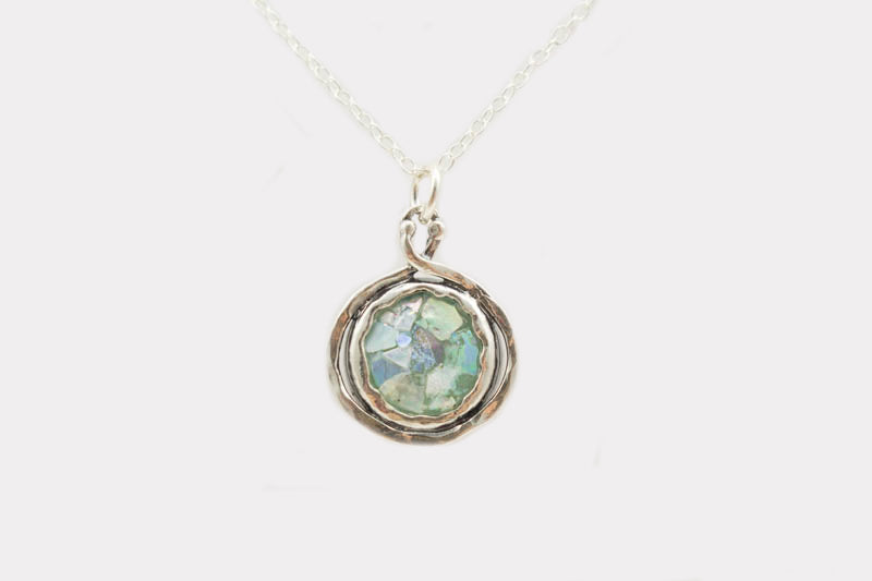 Dainty Circle Roman Glass Necklace