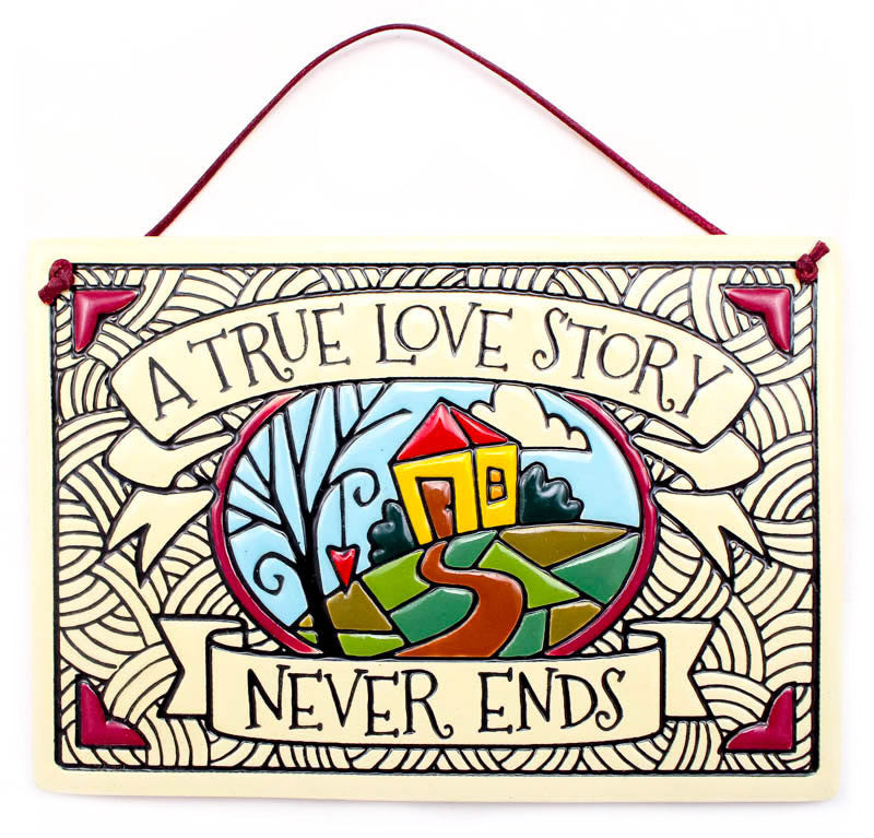 True Love Story Large Rectangle Ceramic Tile