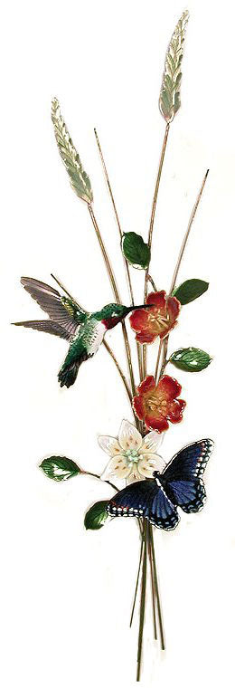 Hummingbird, Butterfly, Vertical Wall Art by Bovano