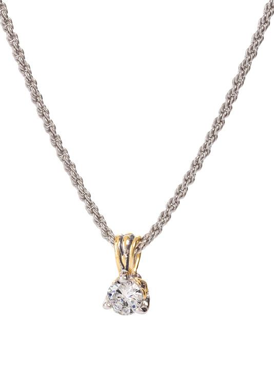 Beijos 7mm Cubic Zirconia Prong Set Pendant Necklace by John Medeiros