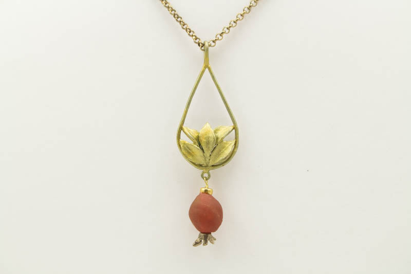 Pomegrante Tear Drop Pendent 20 inch Adjustable Necklace