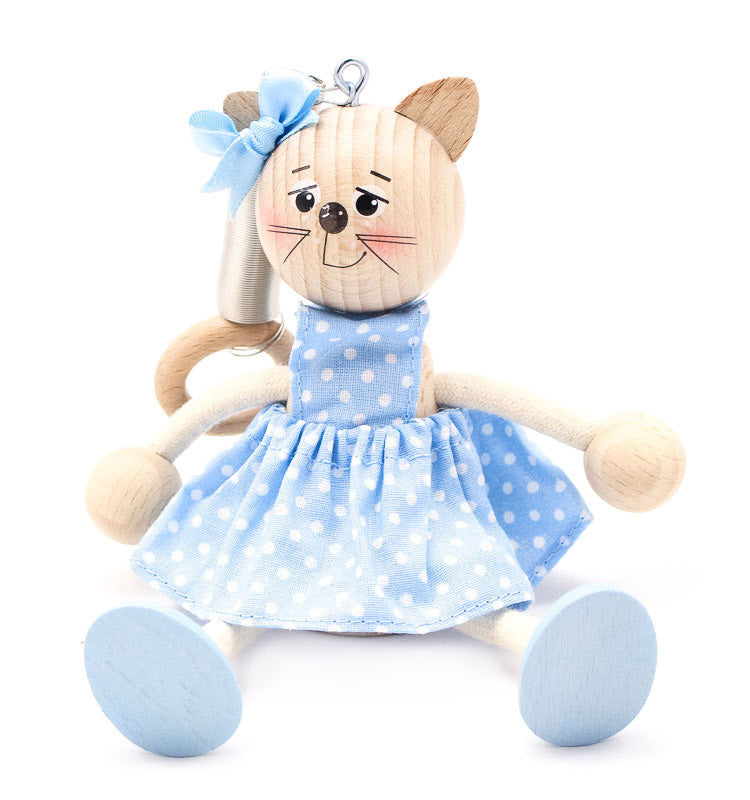Kitty Girl With Dress Handcrafted Wooden Jumpie