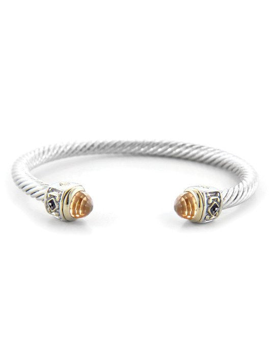 Nouveau Small Wire Cuff with Accent Stone Bracelet by John Medeiros