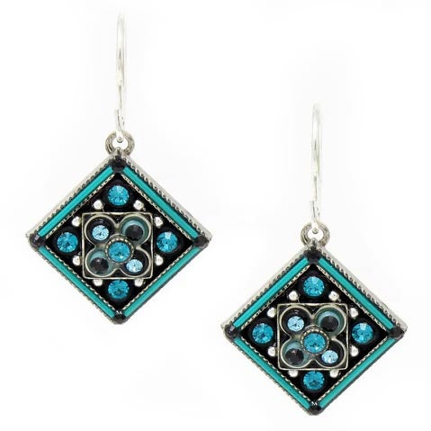 Turquoise Architectural Diamond Earrings by Firefly Jewelry
