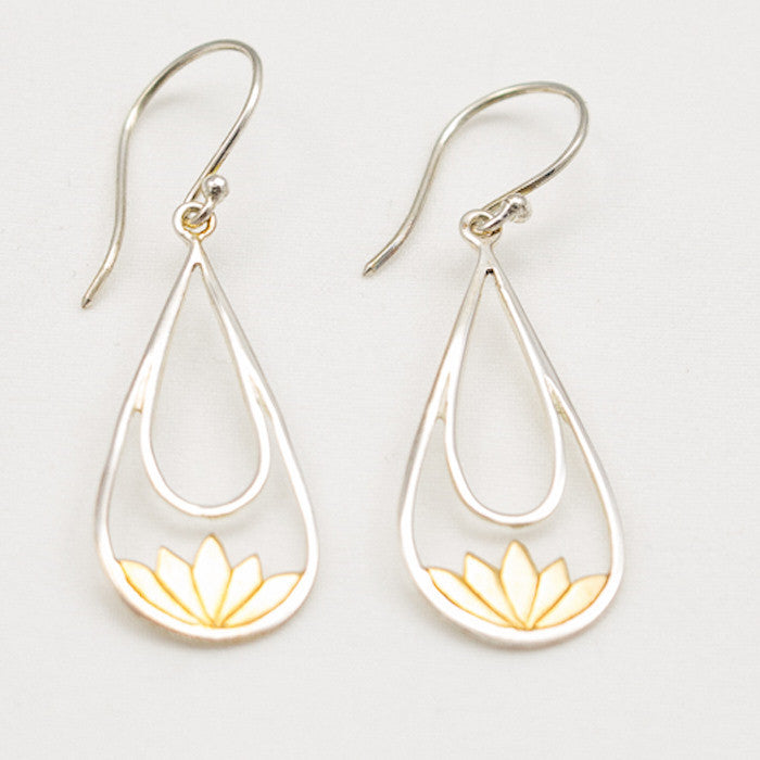 Sterling Silver with 22k Gold Lotus Earrings