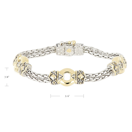 Antiqua Gold Circle Three Station Bracelet by John Medeiros