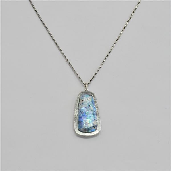 Wide Bottom Rectangle Roman Glass Necklace