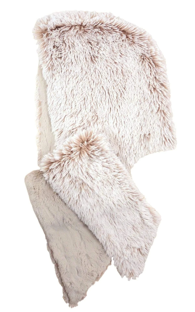 Foxy Beach with Cuddly Sand Luxury Faux Fur Hoody Scarf