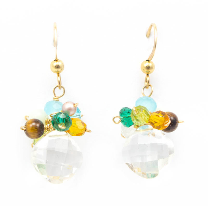 Cluster Rock Crystal Earrings by Anna Balkan