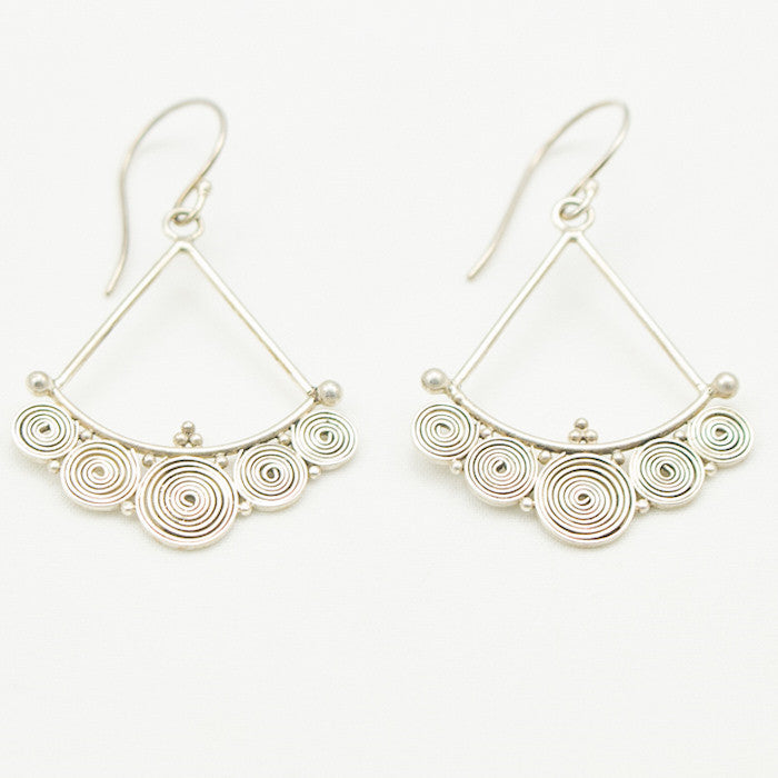 Sterling Silver Triangle Earrings with Five Coils