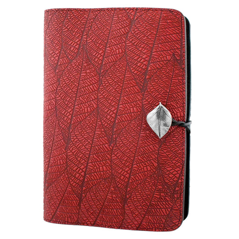 Large Leather Journal - Fallen Leaves in Red