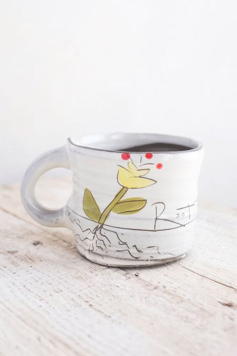Root to Rise (Yellow Flower) Mug Hand Painted Ceramic